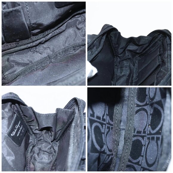 Salvatore Ferragamo Hand Bag Nylon Silver Black Auth am7194 - Picture 15 of 16